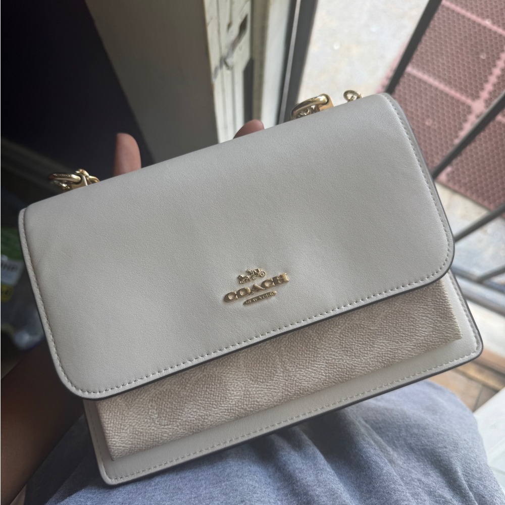 Coach Cream and Tan Crossbody Bag